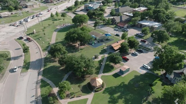 Aerial View of Olde City Park in Downtown Wylie, Texas