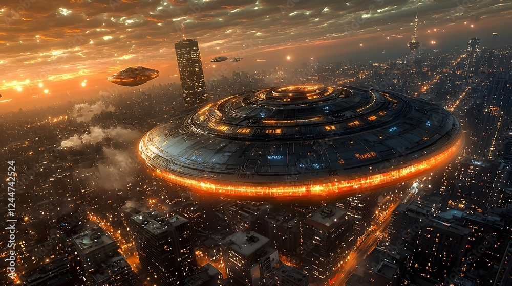 Poster Forgotten Message From Advanced Civilization Warns of Impending Cosmic Event Displayed in Captivating Futuristic Cityscape with Glowing Skyscrapers and Luminous Atmosphere