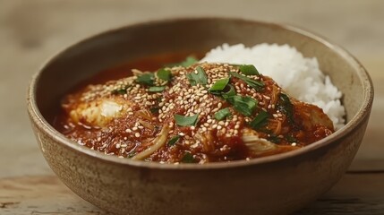 Korean Kimchi Jjigae: Spicy Kimchi Stew Served Hot