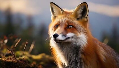 Obraz premium Vivid Red Fox Frolicking in a SnowCovered Forest, Majestically Framed by the Glistening Winter Landscape, Capturing the Spirit of Adventure and Wildlife in a Snowy Wonderland.