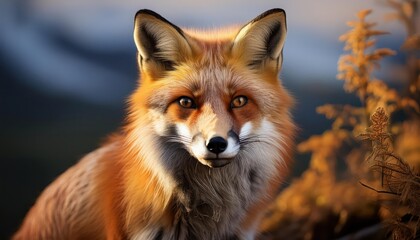 Striking Red Fox Frolicking in a Winter Wonderland, Showcasing the Majesty of Natures Palette with Frosty White Fur Contrasting Against Deep Crimson Coat, Evoking a Sense of Serene Tranquility