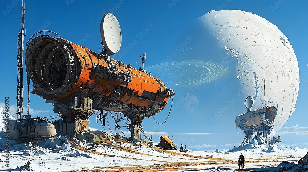 Aufkleber mysterious lunar transmission an ancient enigmatic structure emitting futuristic unidentified signal