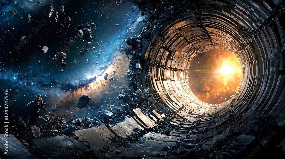Fototapete surreal and futuristic depiction of a wormhole portal representing the groundbreaking scientific pur