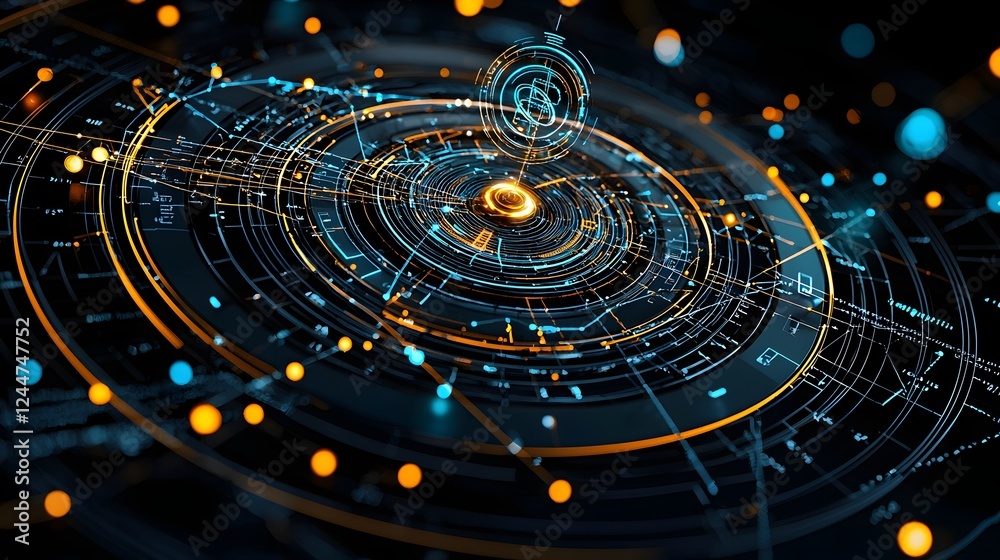Fototapete Unveiling the Cosmic Enigma Hidden Message in Deep Space Radiation Signals  An abstract futuristic depicting a complex celestial pattern with hidden elements