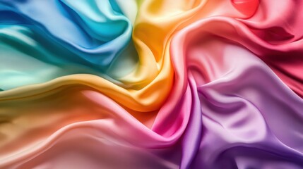 Rainbow Ombre Silk Fabric Draped Texture Background Colorful Satin Textile Design
