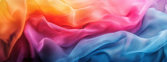 Obraz premium Colorful Ombre Silk Fabric Texture Draped Rainbow Gradient Sheer Material