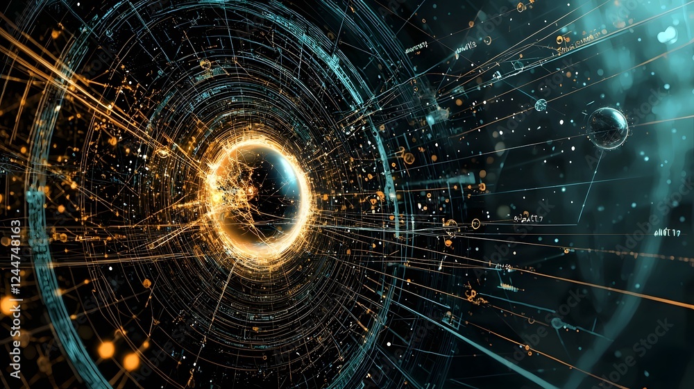 Fototapete visualization of a quantum experiment that unlocks the ability to see into parallel dimensions featu
