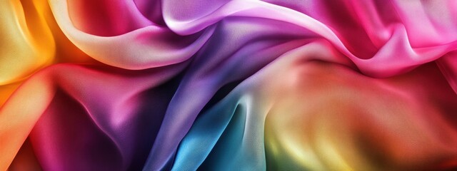 Obraz premium Vibrant Rainbow Ombre Silk Fabric Drape Soft Colorful Textile Texture Background