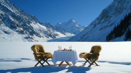 Romantic Snowy Mountaintop Dinner: A Luxurious Winter Escape