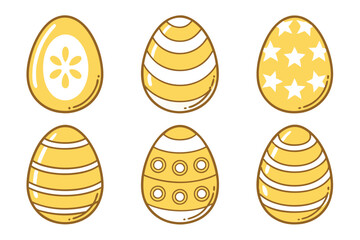 A Bundle of Cute Golden Egg vector cartoon illustration Easter day