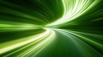Abstract Green Light Speed Tunnel Dynamic Motion Blur High Speed Travel Concept