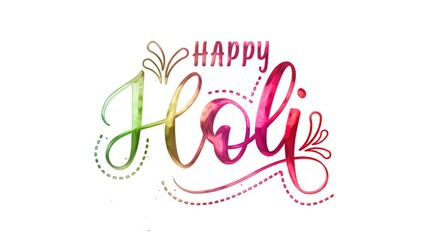 Happy Holi Text Animation. Suitable for holiday themed designs, greeting cards, party invitations, web banners, and social media posts.
