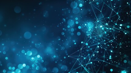 Fototapeta premium Abstract Network Connection: Digital Galaxy of Blue Lights and Interconnected Nodes