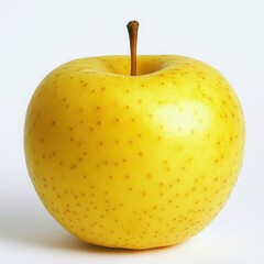 Golden Delicious Apple: A perfectly ripe Golden Delicious apple, with its signature yellow skin and delicate speckling, shines against a crisp, clean backdrop.