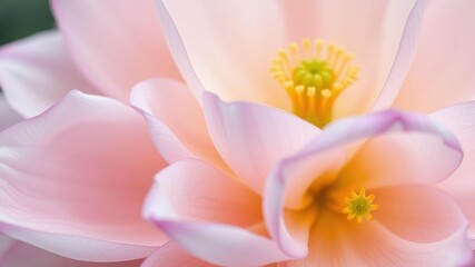 Fototapeta premium Soft petals unfolding from a delicate yellow center, cheerful blossoms, bumblebees