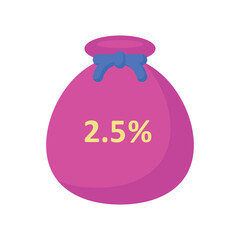 It is a pink bag with a blue bow and 2.5% written on it. 
