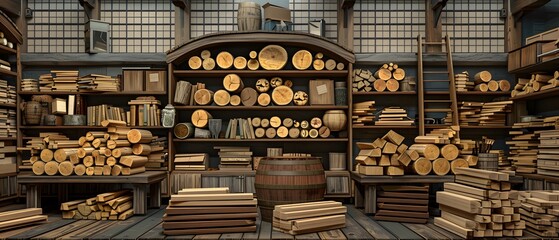 Clean and organized wood workshop.