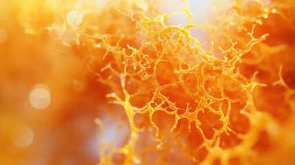 Golden Network: A mesmerizing abstract image showcasing intricate network of golden fibers, creating a captivating pattern of interconnectedness.