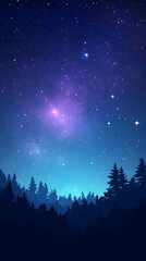 Naklejka premium Majestic Milky Way Illuminates Night Forest Silhouette