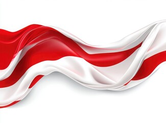 Fototapeta premium Red and White Striped Fabric Flowing: A vibrant, red and white striped fabric billows and swirls gracefully.