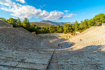 The vast seating and stage at the ancient Theater at Epidaurus a 4th century BC Greek site, part of...