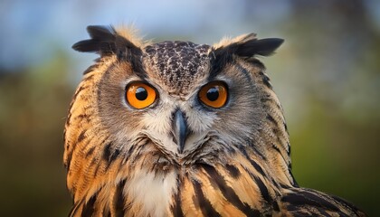 Fototapeta premium Majestic Siberian Eagle Owl Perched on Snowy Branch against Twilight Sky, Showcasing Whiteness and Wisdom in the Enchanted Taiga Forest.