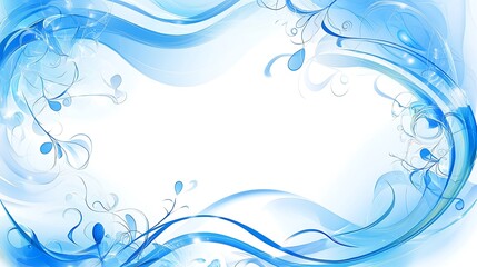 Frame abstract vector blue wave melody lines on white background