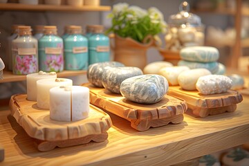 Concrete samples in varied display.