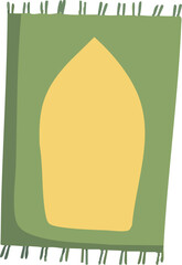 green and yellow prayer rug cartoon hand drawn illustration