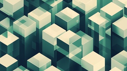 Obraz premium Geometric blockchain-inspired background with isometric digital blocks, emphasizing modern technology