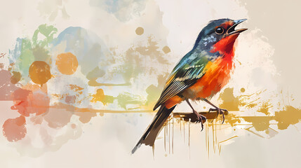 Fototapeta premium A bird that sings in forgotten languages, generative ai. Forgotten Languages & Glyphs. Illustration