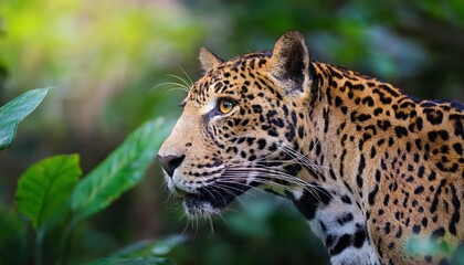 Vibrant Sri Lankan Leopard in lush Rainforest, showcasing Majestic Wildlife and Tropical Density, a Captivating Glimpse into Sri Lankas Exotic Flora and Fauna.
