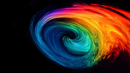 Intense Glow of Rainbow Tones on Black Background
