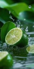 Refreshing Lime Splash: A Vibrant Close-Up Photography