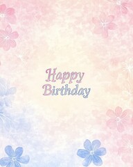 Happy Birthday Pastel Floral Watercolor Greeting Card.