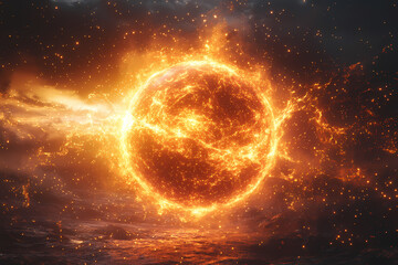 Obraz premium Discover the cosmic allure of the universe with this captivating image featuring the sun in outer space. Ideal for astronomy backgrounds, science graphics, and educational designs