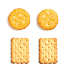 crackers isolated on white background. Top view
