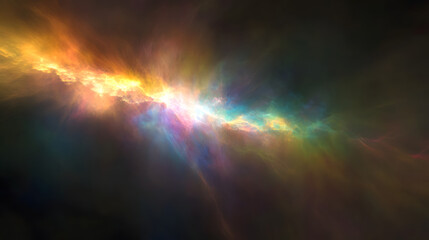 Fototapeta premium Vibrant Cloud-Like Burst of Multicolor Hues in Darkness