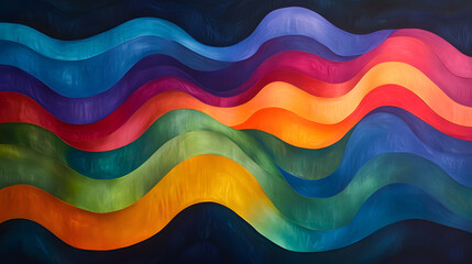 Obraz premium Vibrant Rainbow Wave on a Dark Background