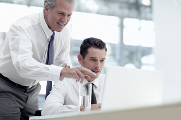 Teamwork, business people and men with laptop in office, investment research and tax accountants....