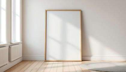 Fototapeta premium Blank Canvas Mockup Large Frame in Sunny Room
