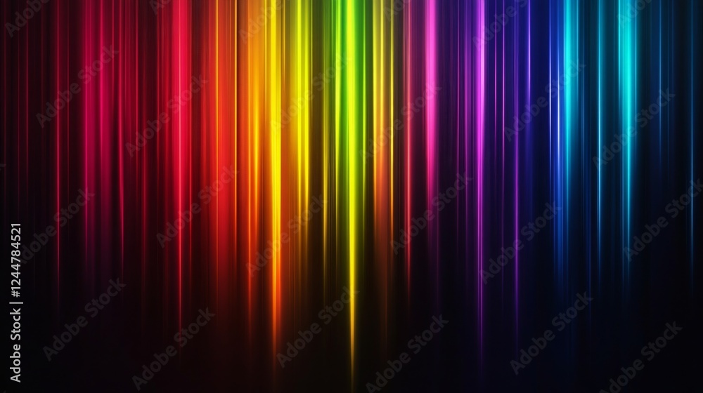 Fototapete A vibrant spectrum of colors flows vertically, creating a dynamic and striking visual effect against a dark background.
