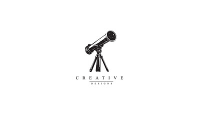 Observatory telescope black vector icon white background