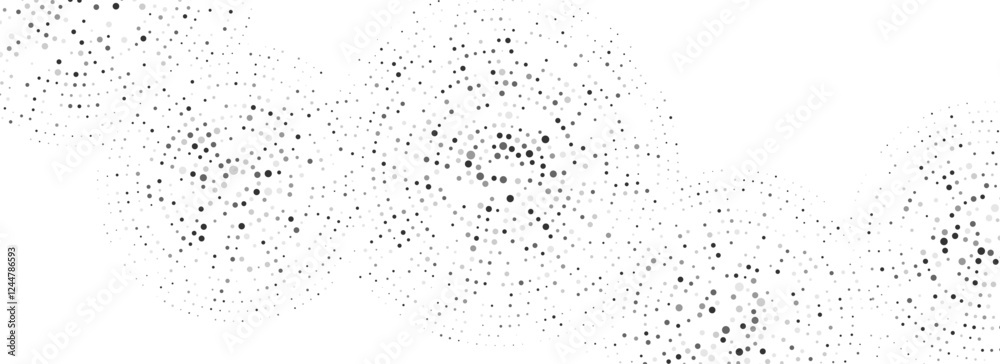 Aufkleber Black dotted concentric circle pattern. Radial halftone abstract drop wallpaper. Rippled sound wave ring background. Tech circular particle texture for flyer, poster, presentation. Vector backdrop