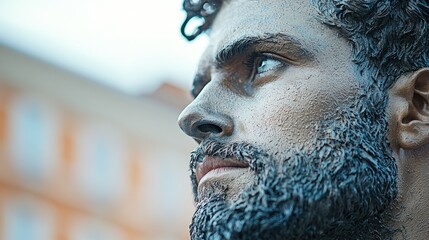 Man, statue, city, thoughtful, street performer