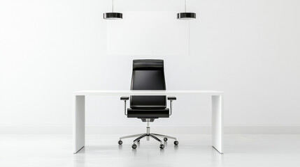 Modern office furniture with sleek desk and ergonomic chair