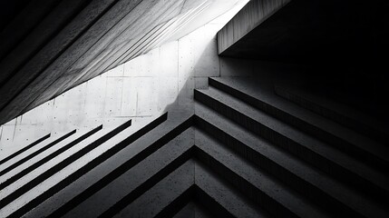 Obraz premium Concrete stairs, light, architecture, modern building, interior design