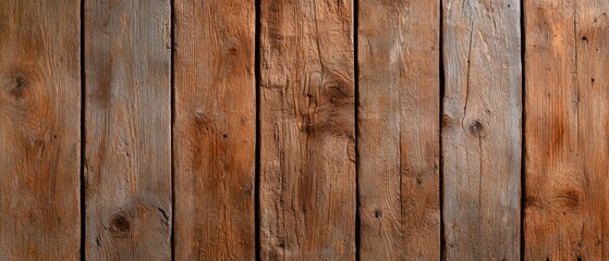 Fototapeta premium A close-up view of rustic wooden planks, showcasing natural textures and colors.