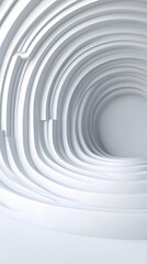 Obraz premium Abstract 3D White Circular Tunnel Creates a Smooth and Elegant Minimalist Design.