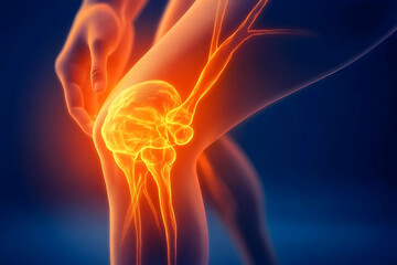 3D Illustration Shows Knee Pain with Highlighted Area Indicating Discomfort